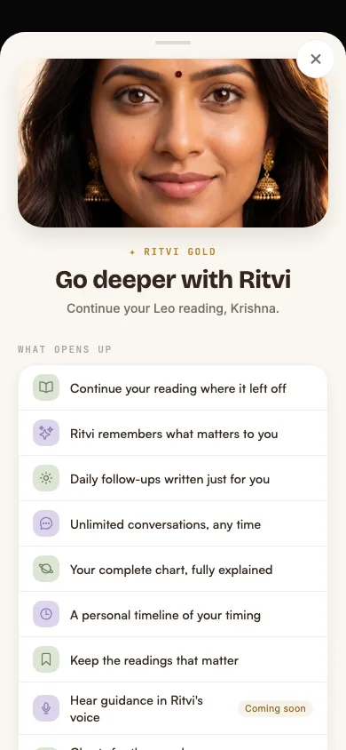 Ritvi Gold subscription screen